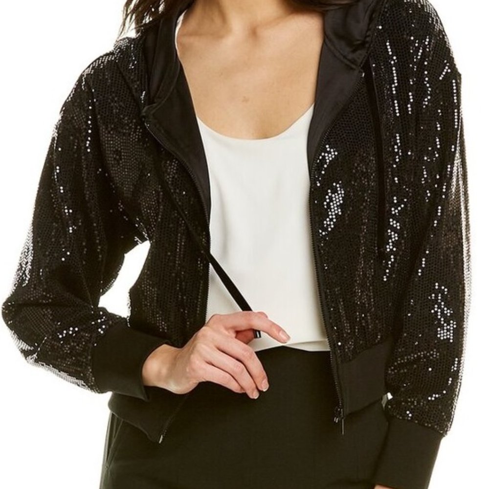 Black sequin hooded sweater